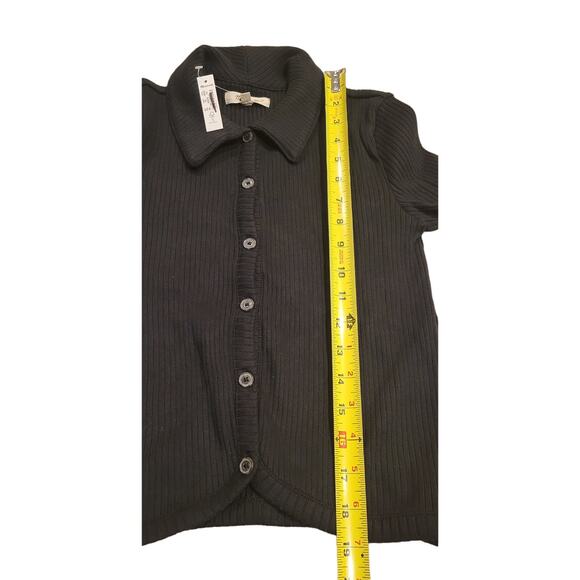 NWT Madewell Curved-Hem Polo Cardigan Black Tee Size XXS - Picture 4 of 5